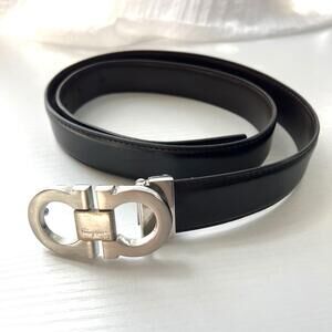 Authentic Salvatore Ferragamo Reversible Gancini Belt - Silver Buckle - 37” / 95